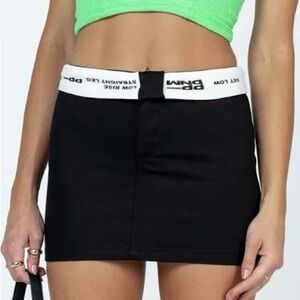 Princess Polly Black Mini Skirt with White Waistband